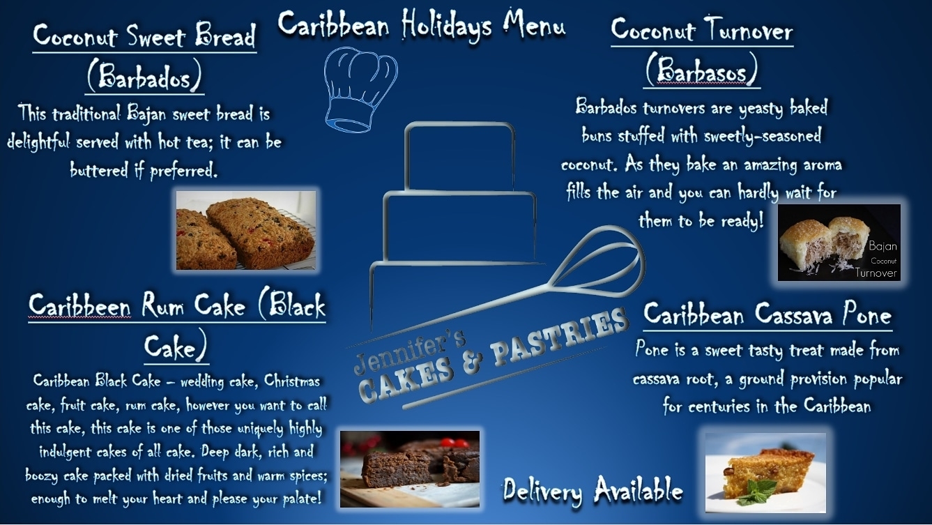 Jennifer's Cakes and Pastries LLC 100%Veteran Menu