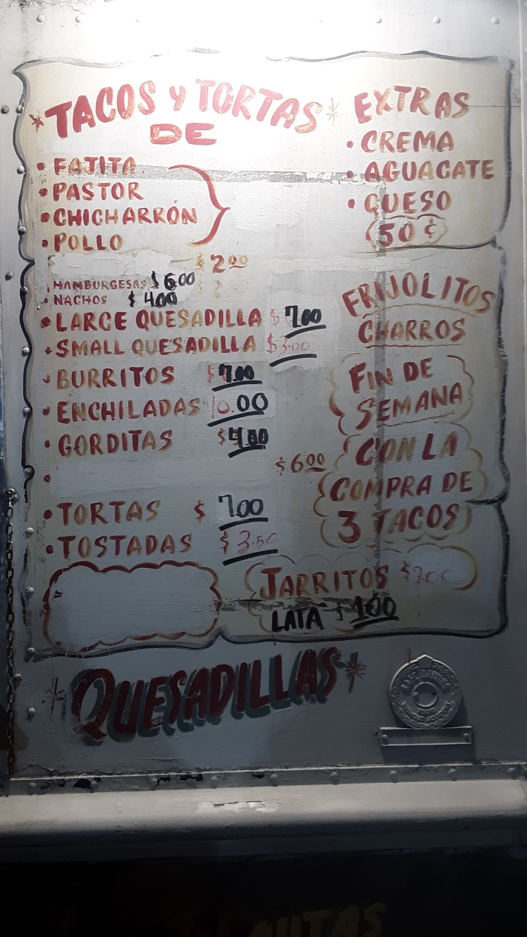 Taqueria el sol de Michoacán Menu