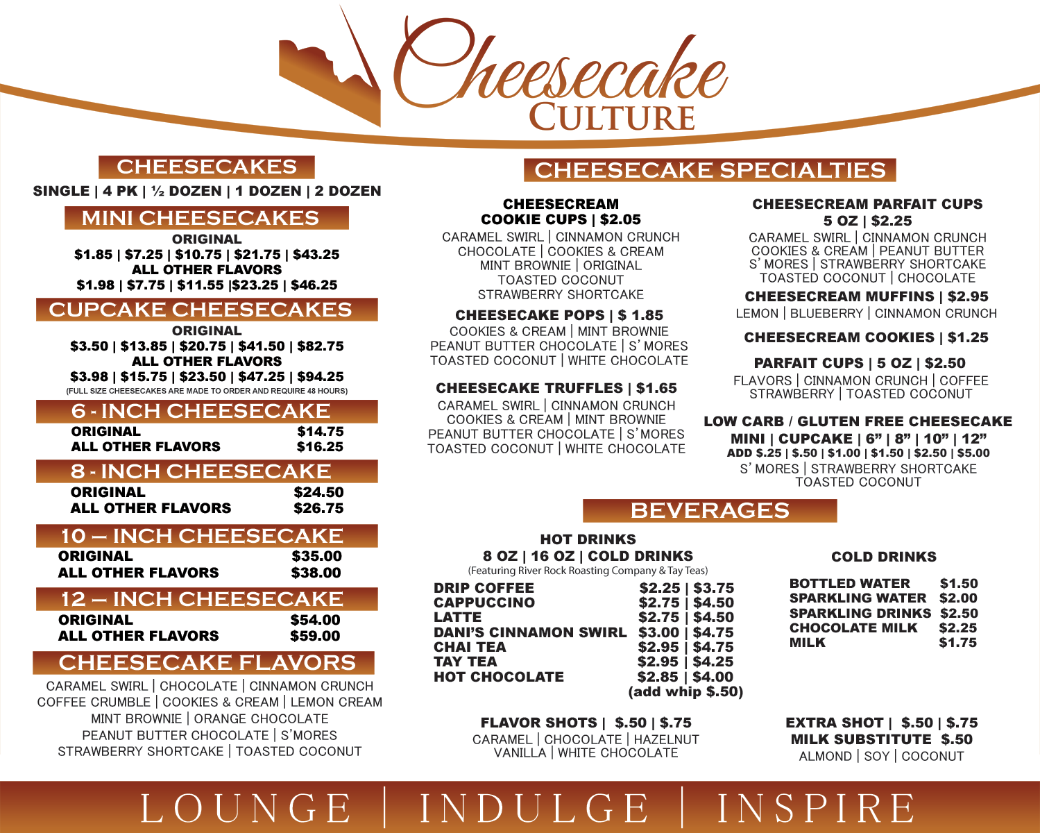 Cheesecake Culture Menu
