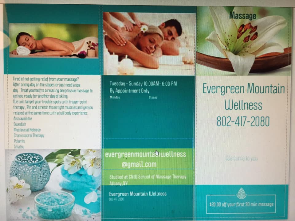 Evergreen Mountain Wellness Massage Therapy 133 E Mountain Rd, Killington Vermont 05751