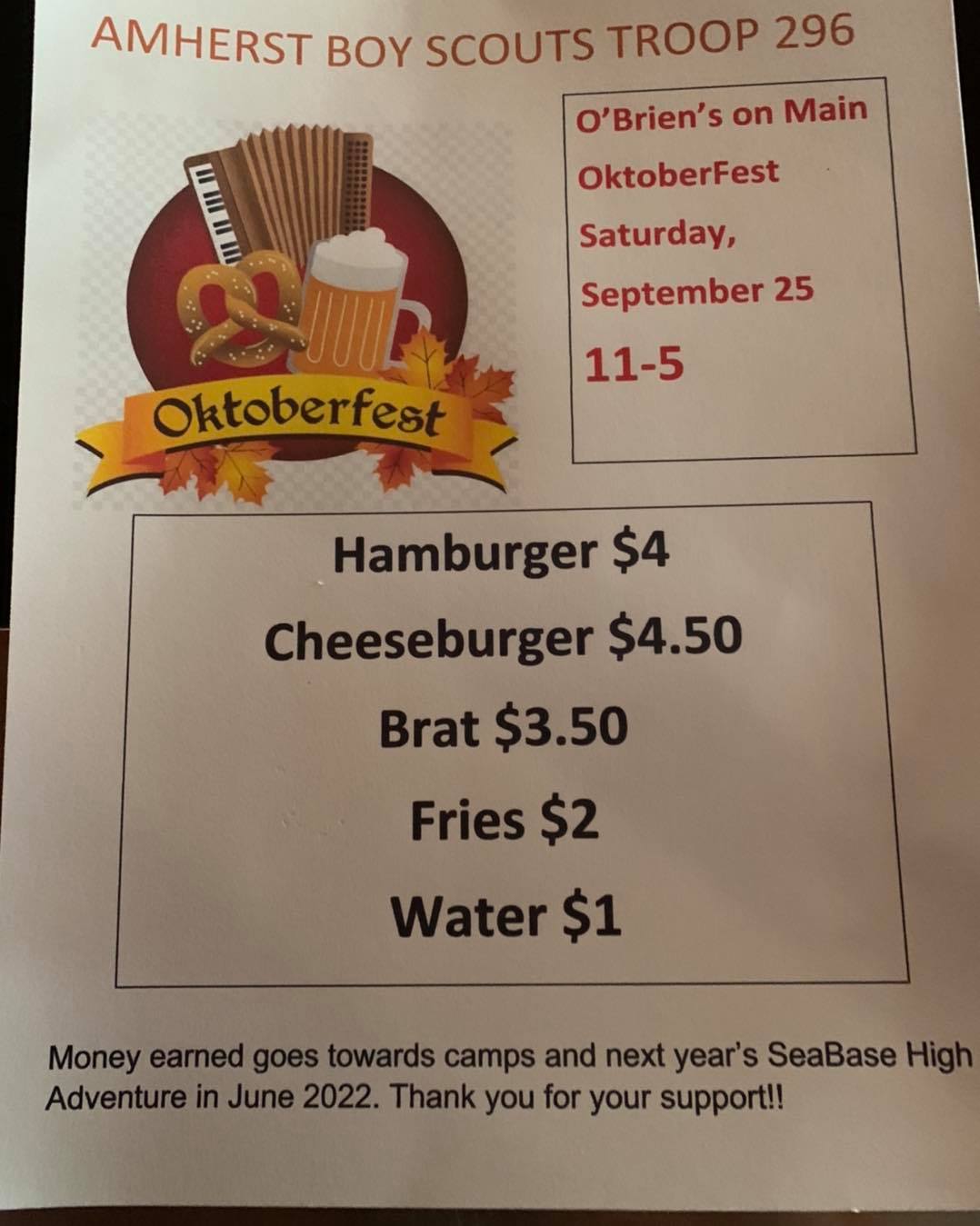 O'Brien's On Main Menu