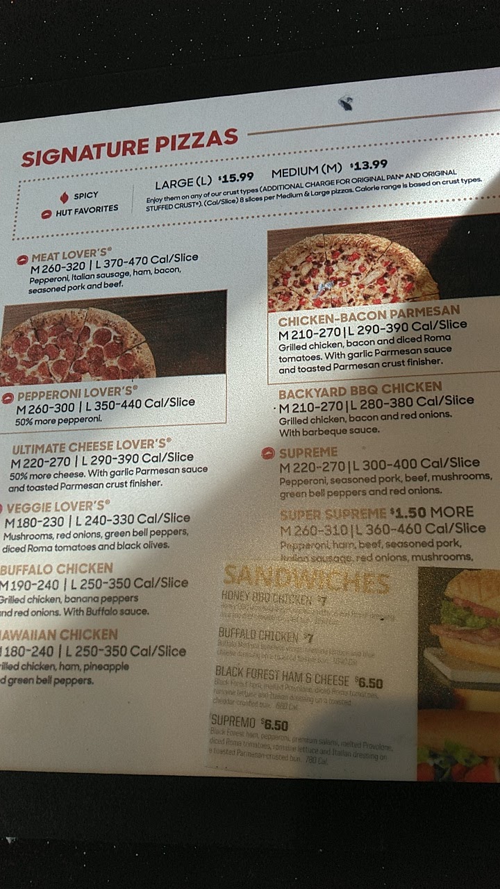 Pizza Hut Menu