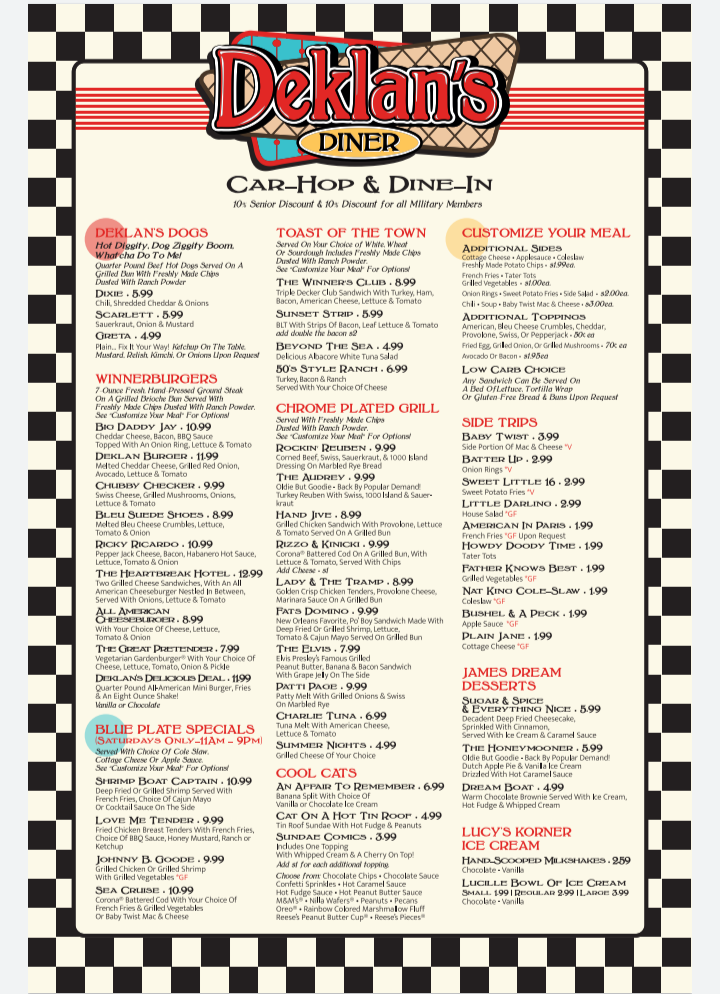 Deklan's Menu