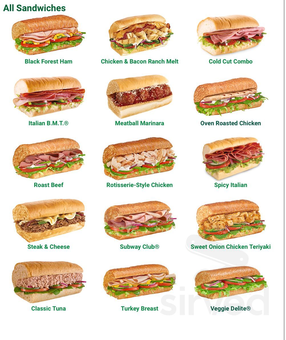Subway Menu